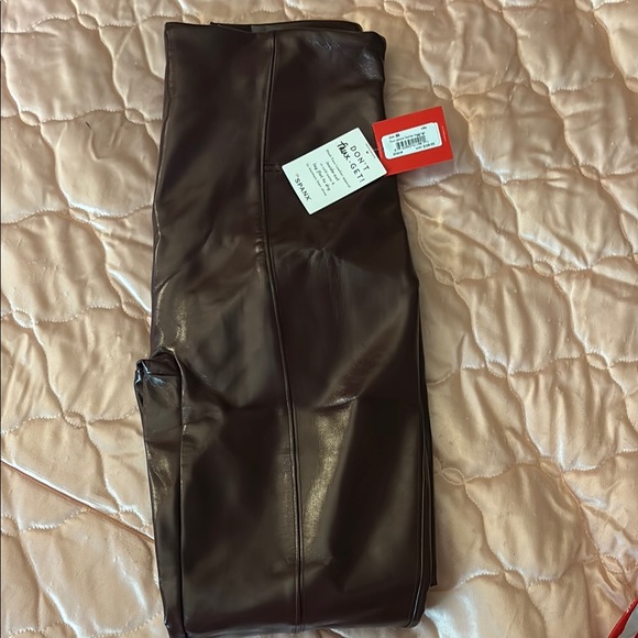 SPANX Burgundy Faux Patent Leather Leggings - Picture 1 of 3